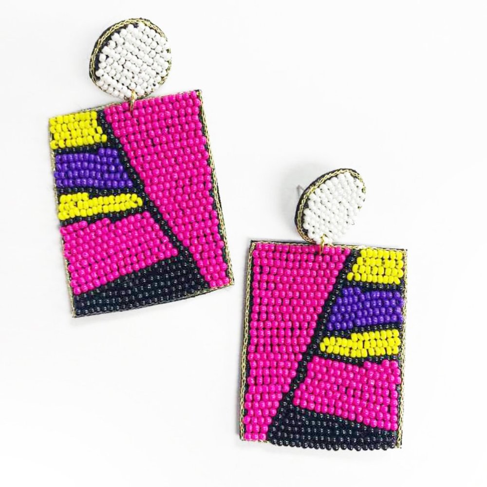 Color block seed bead earring